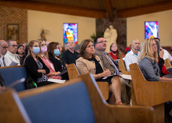 Diocesan staff and parish delegates for the XVI Ordinary General Assembly of the Synod of Bishops, during their gathering on Sunday, Oct. 17 at Blackwood's Our Lady of Hope Parish. (Dave Hernandez)