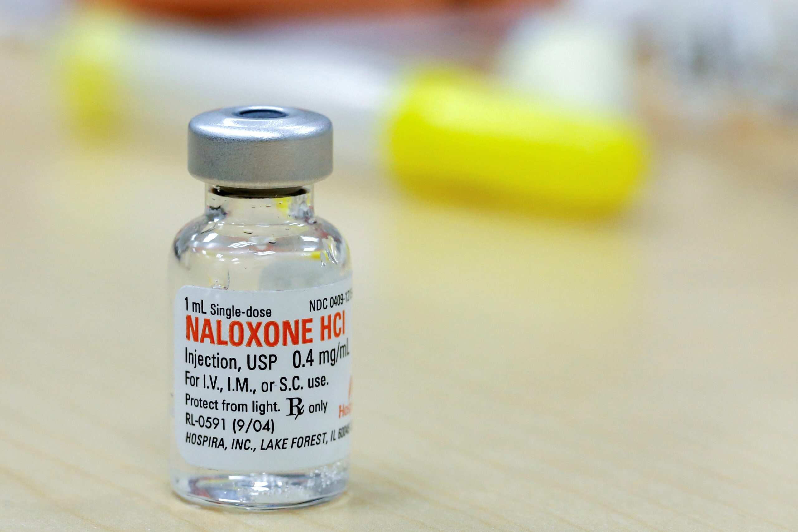 The drug Naloxone sits on a table during a free Opioid Overdose Prevention Training class provided by Lourdes Hospital in Binghamton, N.Y. In an era when the opioid crisis has placed addiction squarely in the national spotlight, faith is a vital component of recovery. (CNS photo/Andrew Kelly, Reuters) See FAITH-ALIVE 35 Sept. 12, 2019.