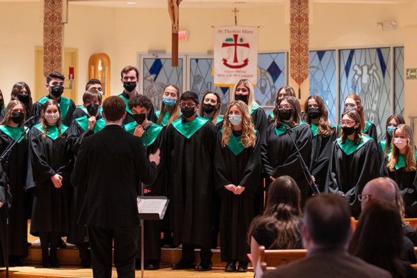 The Camden Catholic Choir performs 'Angels We Have Heard on High' during the 'Lessons and Carols' choral concert at Saint Thomas More Church, in Cherry Hill, NJ on Sunday, December 5, 2021.