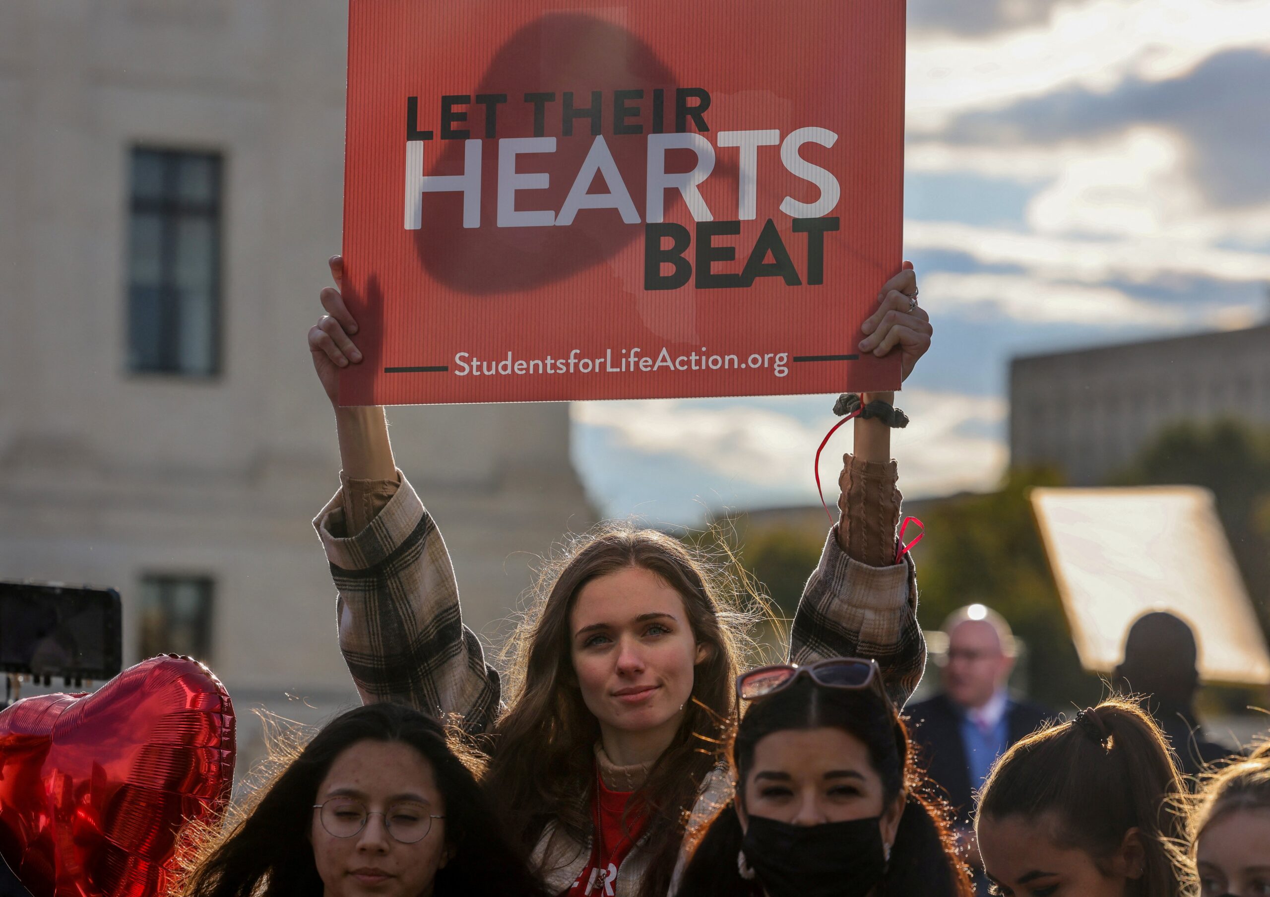 Pro-life advocates in Washington demonstrate outside the U.S. Supreme Court Nov. 1, 2021. (CNS photo/Evelyn Hockstein, Reuters)