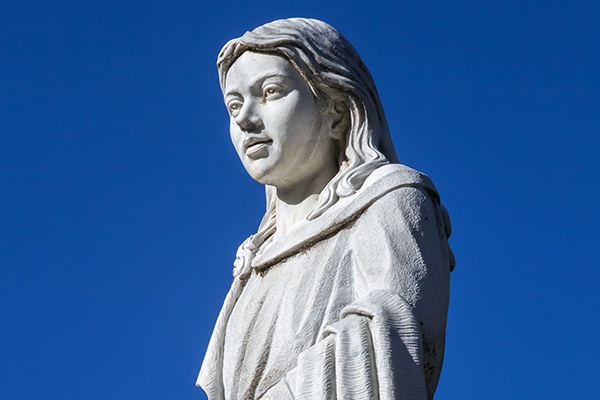 Statue of Santa Eulalia in historic city Merida, Spain