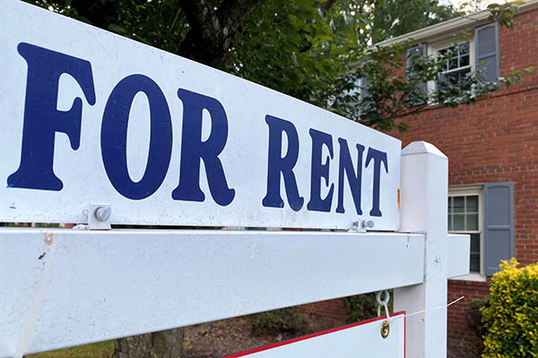 A "For Rent" sign is seen in Arlington, Va., June 8, 2021. The U.S. Supreme Court rejected the Biden administrations ban on evictions Aug. 26 amid the coronavirus pandemic. (CNS photo/Will Dunham, Reuters)