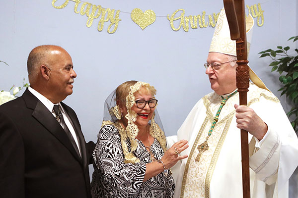 Bishop Dennis Sullivan leads the Celebration of the Eucharist and the Blessing of Married Couples at Saint Elizabeth Ann Seton Parish in Absecon, Sunday, Sept. 24, 2023. Couples celebrated their 25th, 50th, 60th, and 70th wedding anniversaries. (Lori M. Nichols)