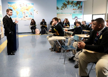 Nick Esposito speaks about vocations at Holy Spirit High School in Absecon, Thursday, Jan. 4, 2024.