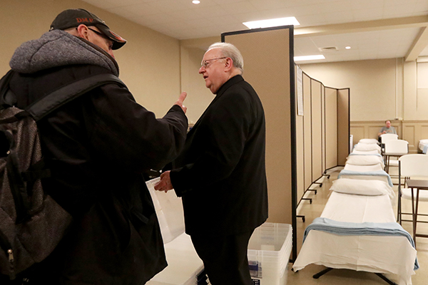 Bishop Sullivan visits the Code Blue Shelter run by the Franciscan Sisters of the Renewal in Atlantic City, Thursday, Feb. 1, 2024.