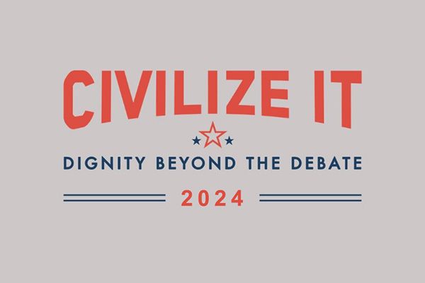 This is an illustration for "Civilize It: Dignity Beyond the Debate," an initiative launched by the U.S. Conference of Catholic Bishops to promote civility and respectful dialogue during this presidential election year. (CNS illustration/courtesy U.S. Conference of Catholic Bishops)