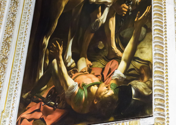 Rome, Italy – March 20, 2018: Conversion of Saint Paul by Caravaggio in Cerasi Chapel in Basilica of Santa Maria del Popolo