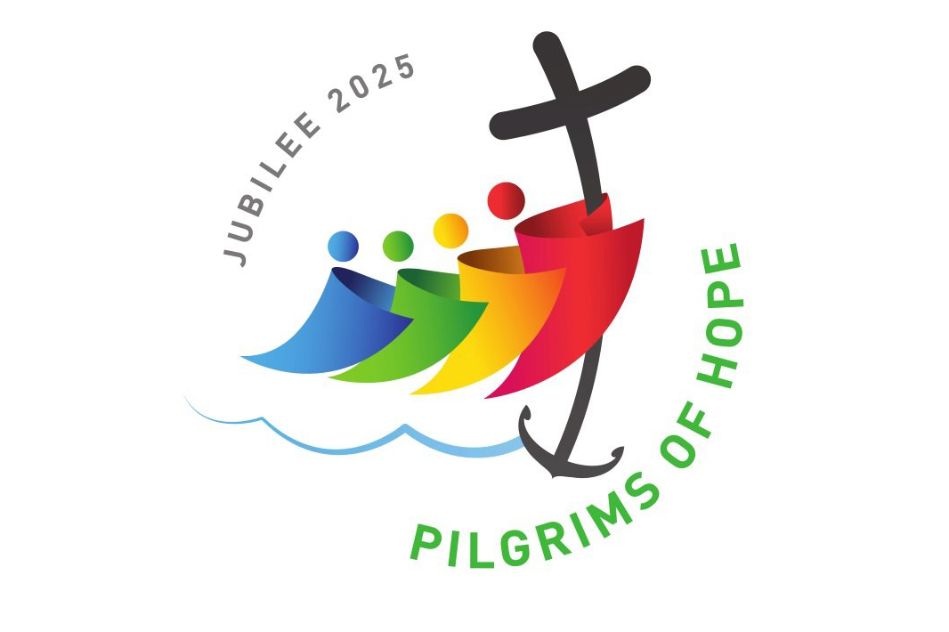 This is the logo chosen by the Vatican for the Holy Year 2025. Pope Francis has chosen the theme, "Pilgrims of Hope," for the jubilee year, which is marked by pilgrimages, prayer, repentance and acts of mercy. (CNS photo/Vatican Media) EDITORS: FOR EDITORIAL USE ONLY.