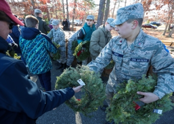 Wreaths Across America ceremony, St. Vincent DePaul Church and Holy Cross Cemetery, Mays Landing, Saturday, Dec. 14, 2024.