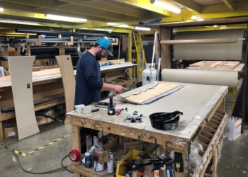 An assembly line worker is seen at Renegade RV in Bristol, Ind., April 16, 2019. The need to ensure worker rights and adequate wages remains as vital in today's society as it was a century ago, Bishop Frank J. Dewane of Venice, Fla., chairman of the U.S. bishops' Committee on Domestic Justice and Human Development, said in a Labor Day message. (CNS photo/Tim Aeppel, Reuters) See BISHOPS-LABOR-DAY-STATEMENT Aug. 28, 2019.