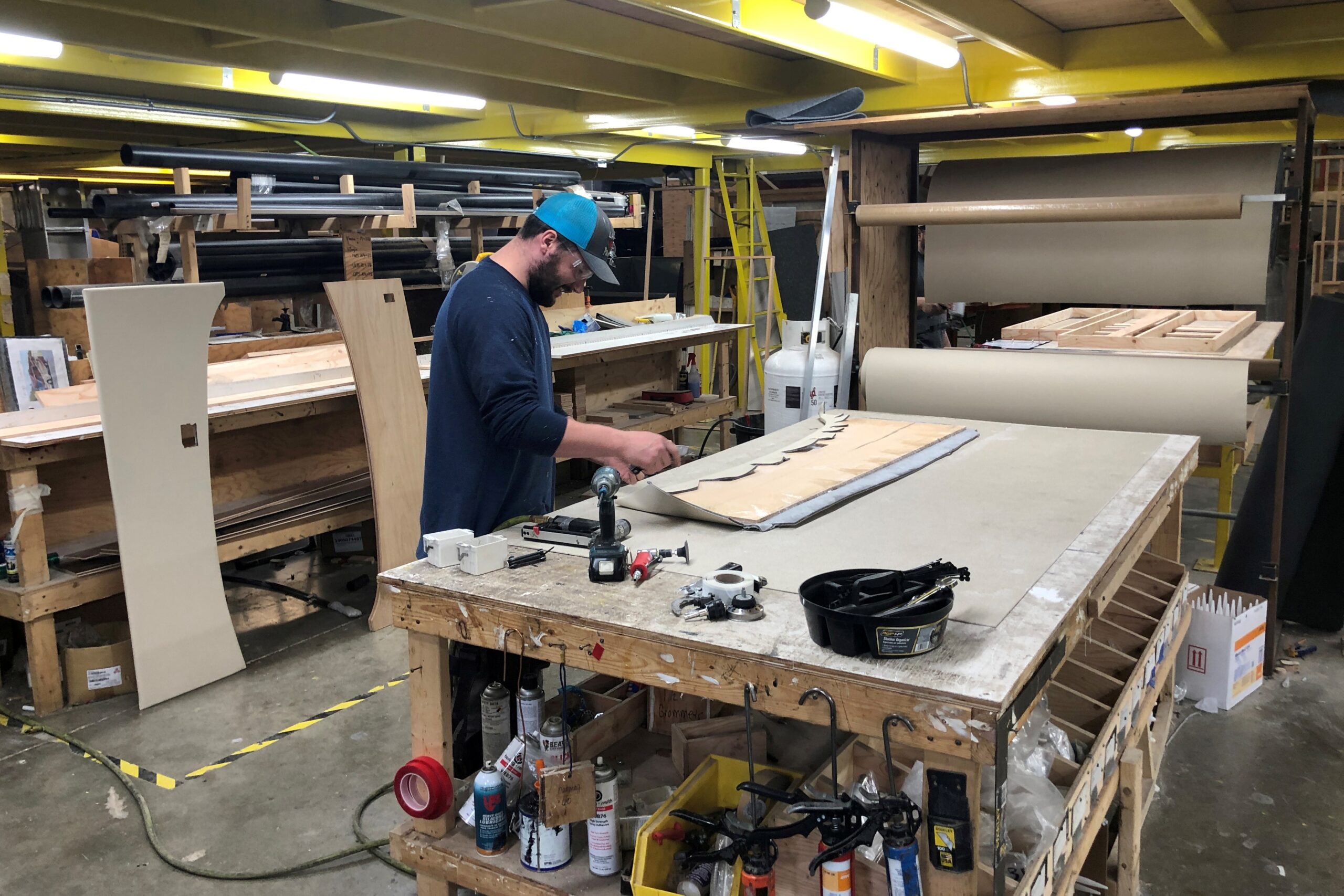 An assembly line worker is seen at Renegade RV in Bristol, Ind., April 16, 2019. The need to ensure worker rights and adequate wages remains as vital in today's society as it was a century ago, Bishop Frank J. Dewane of Venice, Fla., chairman of the U.S. bishops' Committee on Domestic Justice and Human Development, said in a Labor Day message. (CNS photo/Tim Aeppel, Reuters) See BISHOPS-LABOR-DAY-STATEMENT Aug. 28, 2019.
