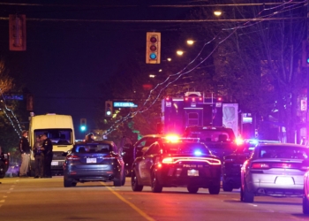 Police officers work at the scene in Vancouver, British Columbia, April 27, 2025, after a vehicle drove into a crowd at the Lapu Lapu day block party, in which police say multiple people were killed and injured. A man drove a vehicle into a crowd at a Filipino heritage festival April 26, killing at least nine people and injuring an unknown number of others, police said. (OSV News photo/Chris Helgren, Reuters)