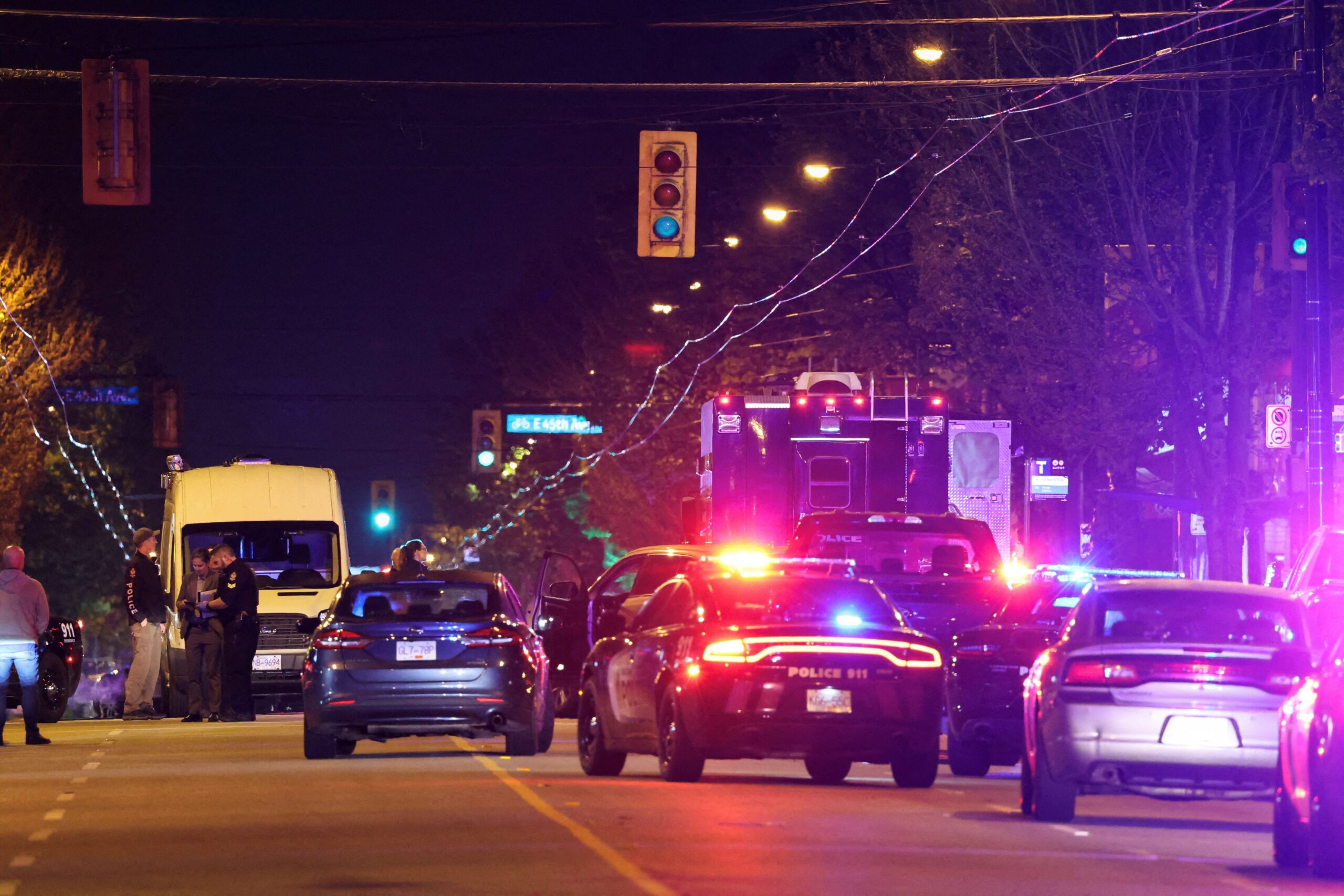 Police officers work at the scene in Vancouver, British Columbia, April 27, 2025, after a vehicle drove into a crowd at the Lapu Lapu day block party, in which police say multiple people were killed and injured. A man drove a vehicle into a crowd at a Filipino heritage festival April 26, killing at least nine people and injuring an unknown number of others, police said. (OSV News photo/Chris Helgren, Reuters)
