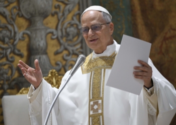 Pope Leo XIV celebrates his first Mass as pope with the cardinals who elected him in the Sistine Chapel at the Vatican May 9, 2025. (CNS photo/Vatican Media)