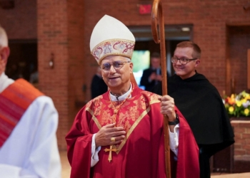 Then-Cardinal Robert F. Prevost, now Pope Leo XIV, smiles as he arrives to celebrate Mass at St. Jude Church in New Lenox, Ill., Aug. 7, 2024. Pope Leo was elected at the Vatican May 8, 2025, becoming the first American pope in history. (OSV News photo/Augustinian Province of Our Mother of Good Counsel/ handout via Reuters) THIS IMAGE HAS BEEN SUPPLIED BY A THIRD PARTY. NO RESALES. NO ARCHIVES. MANDATORY CREDIT. BEST QUALITY AVAILABLE