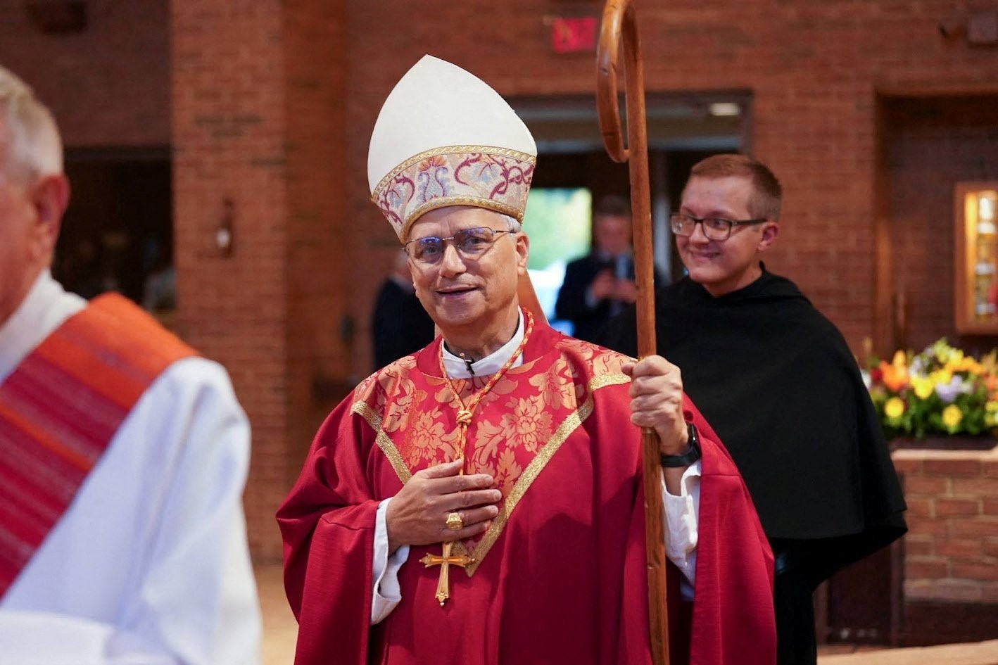 Then-Cardinal Robert F. Prevost, now Pope Leo XIV, smiles as he arrives to celebrate Mass at St. Jude Church in New Lenox, Ill., Aug. 7, 2024. Pope Leo was elected at the Vatican May 8, 2025, becoming the first American pope in history. (OSV News photo/Augustinian Province of Our Mother of Good Counsel/ handout via Reuters) THIS IMAGE HAS BEEN SUPPLIED BY A THIRD PARTY. NO RESALES. NO ARCHIVES. MANDATORY CREDIT. BEST QUALITY AVAILABLE
