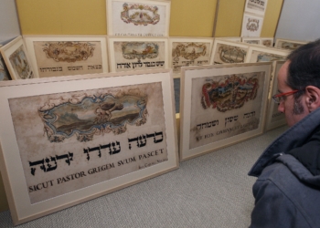 Posters made by Jewish artists in the 1700s to mark the inauguration of popes are displayed in the Jewish Museum of Rome in this file photo from January 2010. Jews have lived in Rome since long before Christ was born, and for decades they were required to participate in ceremonies to mark the enthronement of a new pope. (CNS photo/Paul Haring)