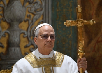 Pope Leo XIV leads his first Mass as pontiff in the Sistine Chapel at the Vatican May 9, 2025. Pope Leo, formerly Cardinal Robert Francis Prevost, became the first American pope in history the previous day. (OSV News photo/Mario Tomassetti, Vatican media via Reuters)