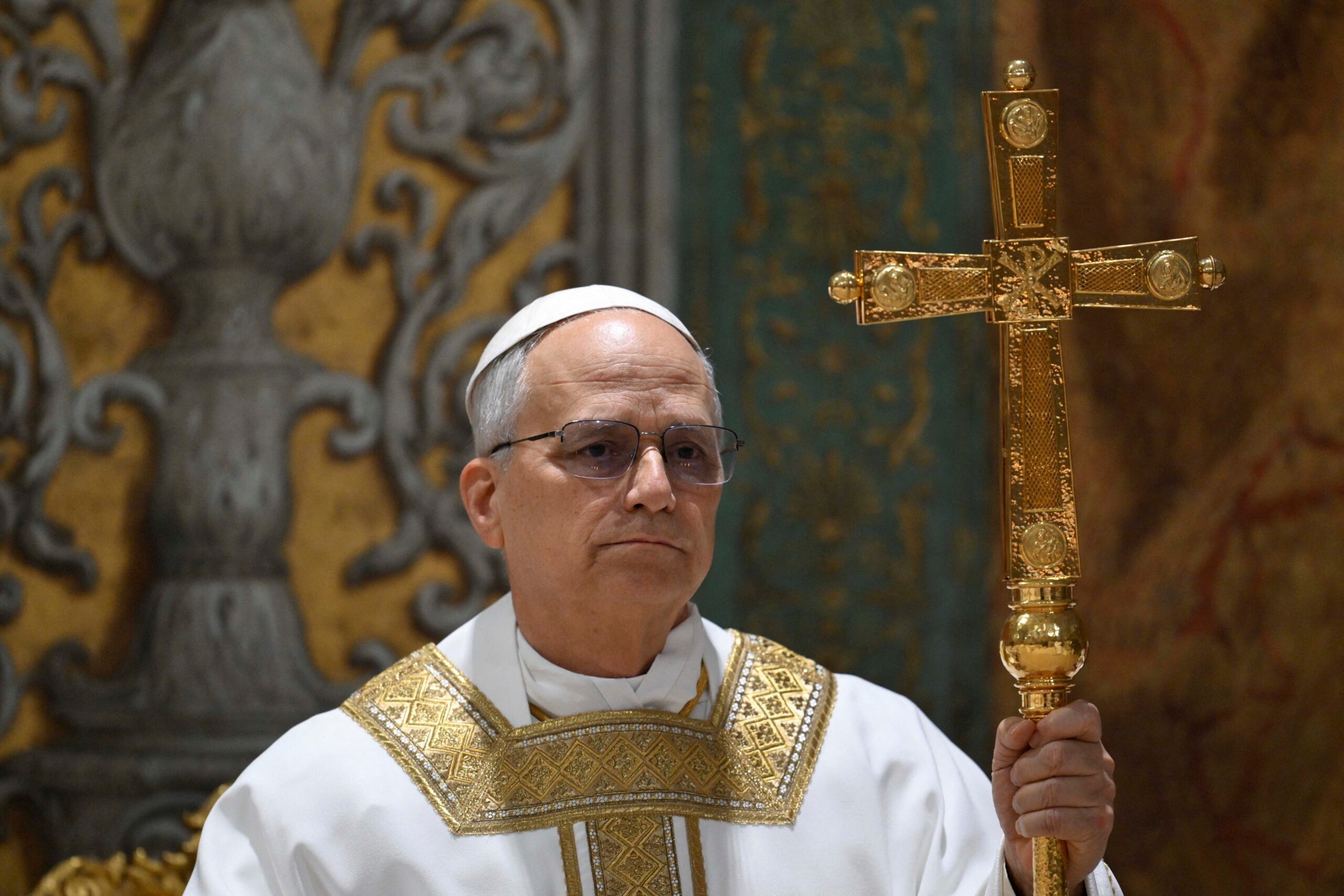 Pope Leo XIV leads his first Mass as pontiff in the Sistine Chapel at the Vatican May 9, 2025. Pope Leo, formerly Cardinal Robert Francis Prevost, became the first American pope in history the previous day. (OSV News photo/Mario Tomassetti, Vatican media via Reuters)
