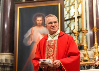 Archbishop Timothy P. Broglio of the U.S. Archdiocese for the Military Services gives his homily during Mass at the Basilica of St. Mary Major in Rome Feb. 6, 2025, as part of the Jubilee of the Armed Services, Police and Security Personnel. Delivering the homily at a noon Mass of thanksgiving for Pope Leo XVI at the Basilica of the National Shrine of the Immaculate Conception in Washington May 18, he said his teacher, Ursuline Sister Mary Barbara, explained to his class how a new pope was chosen. It was during the conclave that would elect St. John XXIII in October 1958, succeeding the late Pope Pius XII. (CNS photo/Lola Gomez)