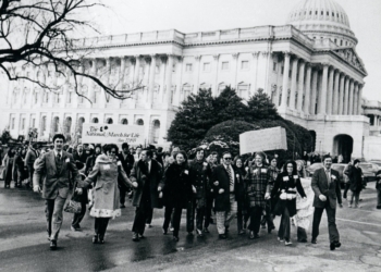 People walk past the U.S. Capitol during the second March for Life in 1975 in Washington, D.C. Robert Prevost, a student at Villanova University from 1973-1977, may have attended one of the early marches in the 70s. (OSV News photo/CNS archive)