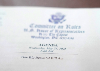A view of an agenda with the words "One Big Beautiful Bill Act" printed on it, on the day of a House Rules Committee's hearing on U.S. President Donald Trump's plan for extensive tax cuts, on Capitol Hill, in Washington, May 21, 2025. (OSV News photo/Nathan Howard, Reuters)