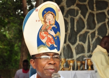 Bishop Gabriel Dunia of Auchi, Nigeria, seen on an undated photograph, has called upon all priests in the diocese to celebrate Masses, offer benediction, and lead the faithful in praying the rosary for divine protection throughout Edo state and Nigeria after gunmen stormed Immaculate Conception Minor Seminary in his diocese the night of July 10, killing a security officer and abducting three seminarians. (OSV News/courtesy Diocese of Auchi)