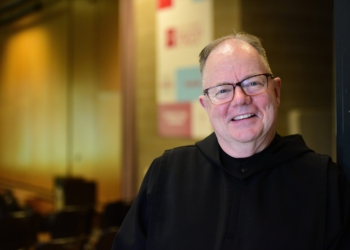 To honor his commitment and accomplishments, St. John's Preparatory School in Collegeville, Minn., announced April 23, 2025, the establishment of the Benedictine Brother Paul-Vincent Niebauer, Endowed Chair in Theatre. Brother  Niebauer, pictured in a May 5 photo, has been instrumental in building up the theatre program at St. John’s, directing more than 50 productions over 25 years prior to his retirement in 2019. (OSV News photo/Dianne Towalski, The Central Minnesota Catholic)