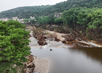 A drone view shows the Guadalupe River and damage from flooding near Camp Mystic in Hunt, Texas, July 6, 2025. (OSV News photo/Evan Garcia, Reuters)