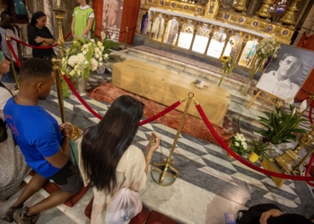 The body of Blessed Pier Giorgio Frassati and veneration in Rome on the occasion of the Giubileo dei Giovani 2025 in the basilica of Santa Maria sopra Minerva
