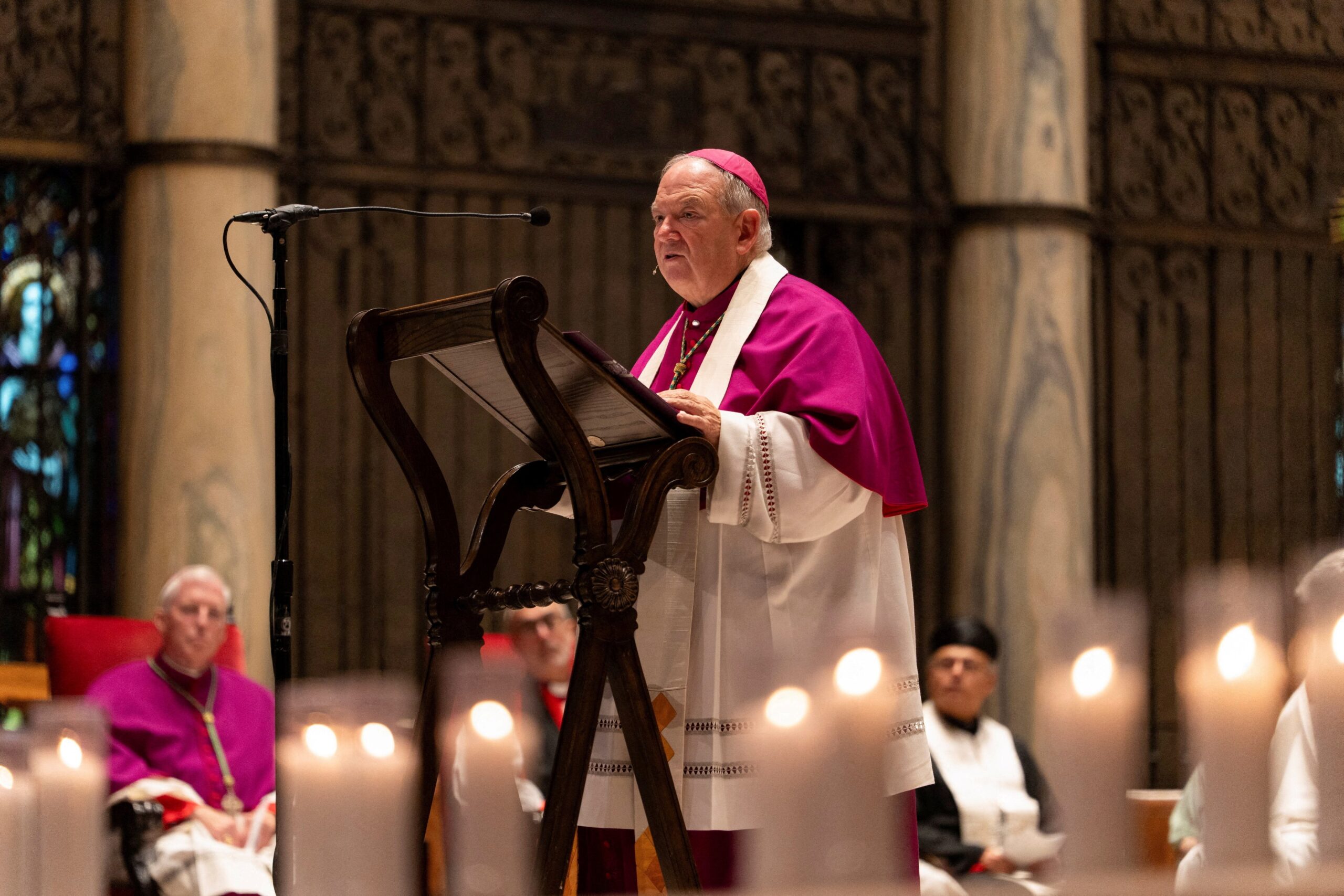 Archbishop Bernard A. Hebda speaks during an interfaith prayer service for the Annunciation Catholic community, following a shooting at Annunciation Catholic Church on Wednesday, at the Basilica of St. Mary in Minneapolis, Minn., August 28, 2025. (OSV News photo/Tim Evans, Reuters)