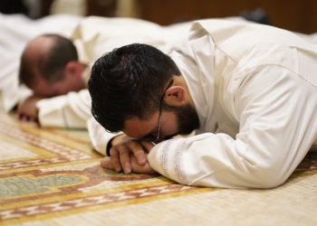 Alvaro Morales, a Diocese of Brooklyn, N.Y. seminarian, lies prostrate in the sanctuary during his ordination to the transitional diaconate at St. Joseph's Seminary in Yonkers, N.Y., Nov. 9, 2024. Eight seminarians completing their preparation for the priesthood were ordained at the Mass: five for the Diocese of Brooklyn and three for Archdiocese of New York. The liturgy was celebrated on the final day of National Vocations Awareness Week. (OSV News photo/Gregory A. Shemitz)