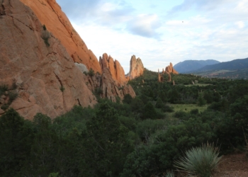 Late evening sun illuminates rock formations at the Garden of the Gods in Colorado Springs, Colo., July 23, 2020. (OSV News photo/Bob Roller)