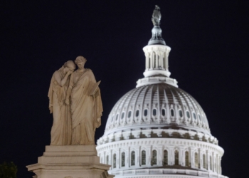 The Peace Monument, named Grief and History, is pictured at the U.S. Capitol in the hours before a partial government shutdown in Washington, Sept. 30, 2025. (OSV News photo/Jonathan Ernst, Reuters)