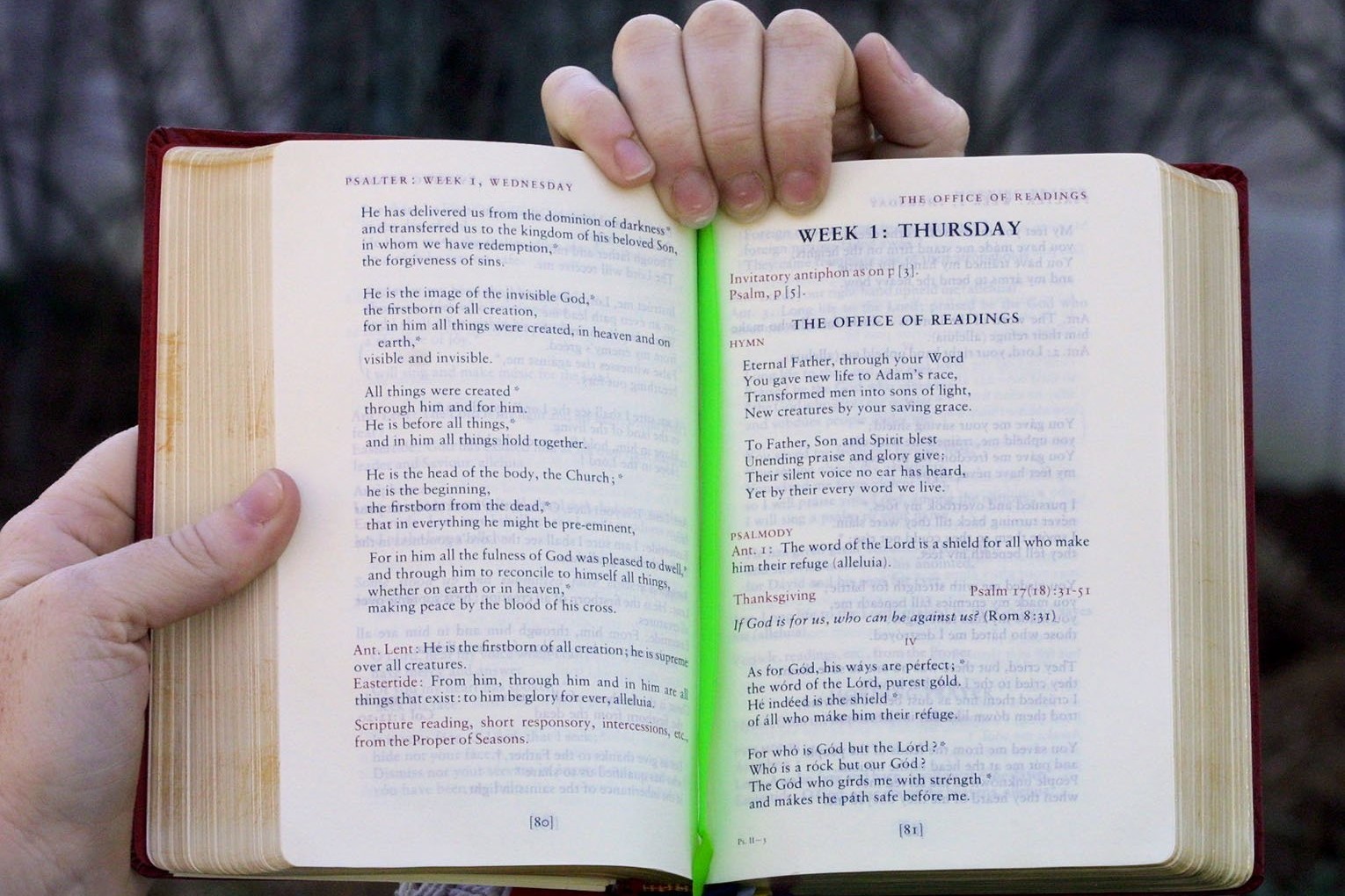 The breviary, or the liturgical book containing the Liturgy of the Hours, is seen in this illustration photo. During his pontificate, Pope Benedict XVI said that the Liturgy of the Hours was one prayer that he wished all Catholics would learn to use. (CNS photo/Bob Roller)