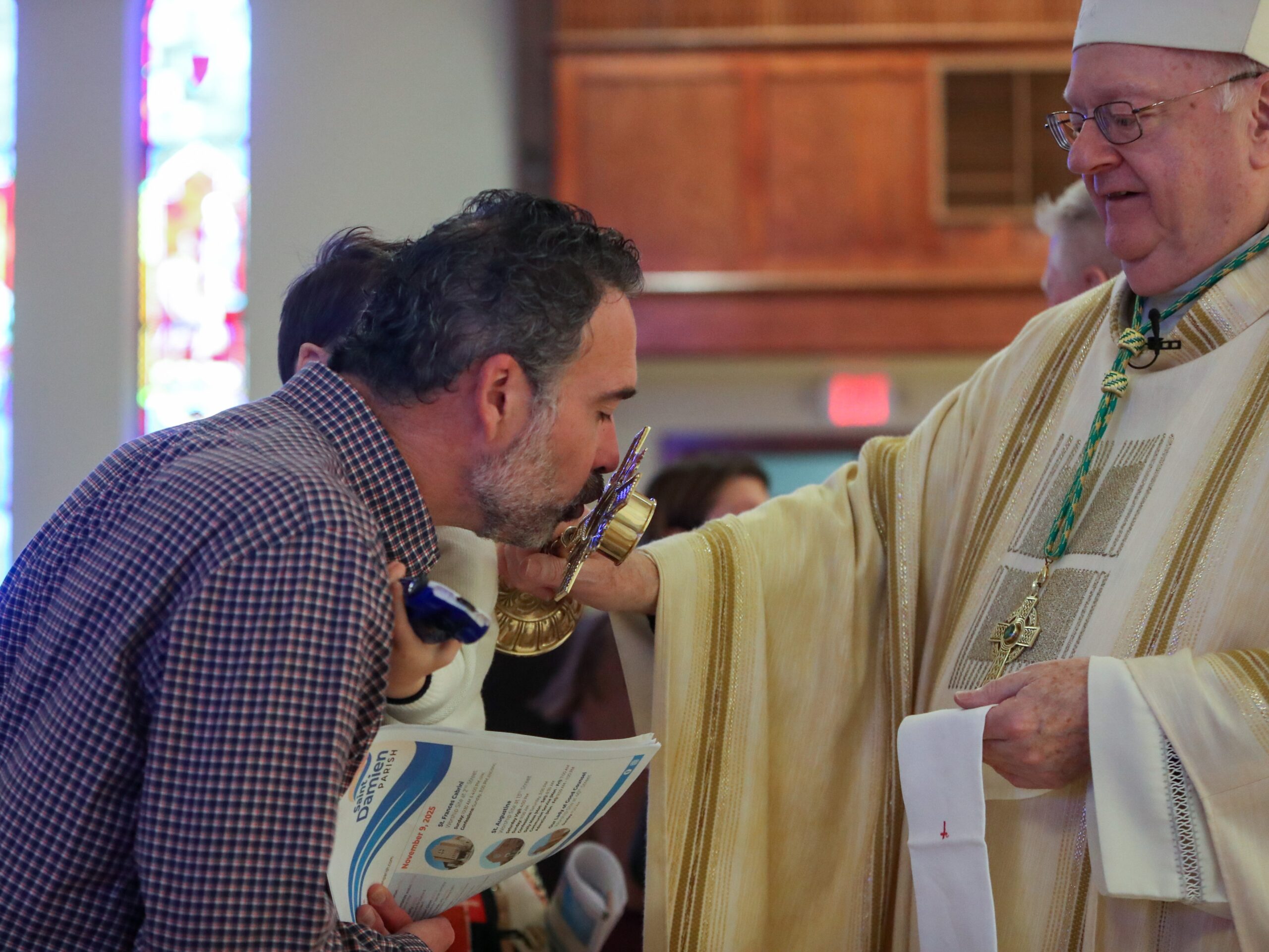 Bishop Dennis Sullivan, Bishop Emeritus of the Diocese of Camden, celebrates Mass at Saint Frances Cabrini Church in Ocean City, N.J., Sunday, Nov. 9, 2025. During the Mass, Bishop Sullivan blessed and dedicated a First Class Relic of Saint Frances Cabrini, which was gifted to him by the Missionary Sisters of the Sacred Heart of Jesus, and upon his retirement, Bishop Sullivan gifted the relic to Saint Damien Parish.