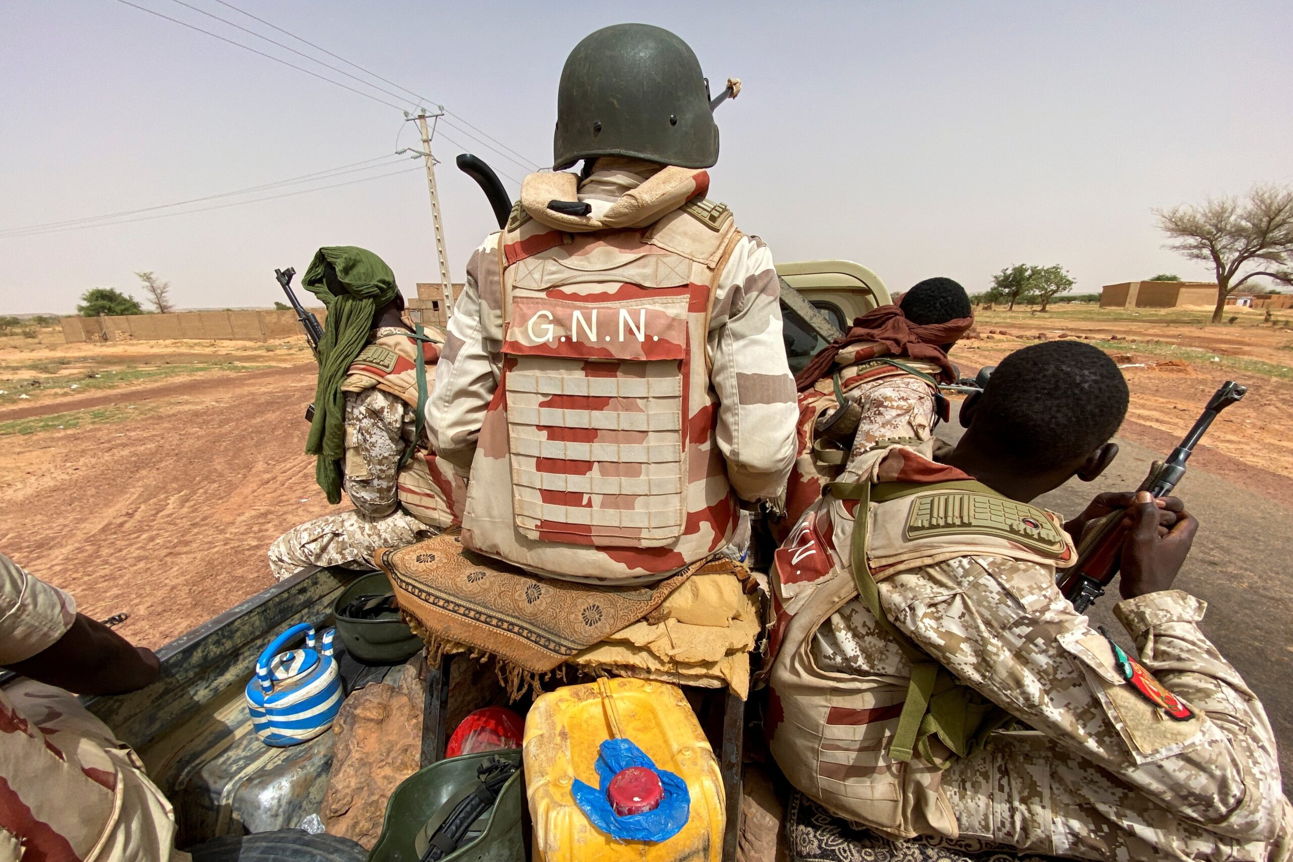 A convoy of Nigerien soldiers patrol outside the town of Ouallam, Niger, July 6, 2021. A coup on July 26, 2023, that brought Gen. Abdourahamane Tchiani, the head of the presidential guard, into power, and threw the country into further turmoil. As Niger and its neighbors battle insurgencies, the rising kidnapping of foreign nationals and local Christians has left a feeling that the Sahel is a place particularly dangerous for missionaries. (OSV News photo/Media Coulibaly, Reuters)