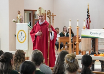 Bishop Williams holds mass and tours the new  Center for Women in Leadership at Our Lady of Mercy Academy in Newfield, Monday, Nov. 24, 2025.