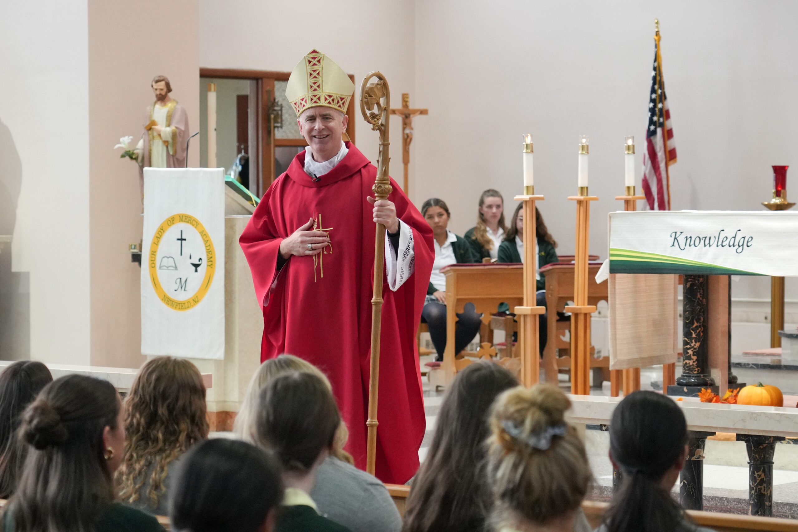 Bishop Williams holds mass and tours the new  Center for Women in Leadership at Our Lady of Mercy Academy in Newfield, Monday, Nov. 24, 2025.