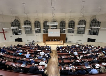 Participants at the 2025 Builders AI Forum gather at the Pontifical Gregorian University in Rome Nov. 6-7, 2025, to discuss how emerging technologies can serve the church’s mission. The event highlighted Pope Leo XIV’s call to place artificial intelligence at the service of evangelization and human dignity. (CNS photo/Robert Duncan)