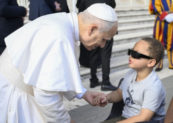 Pope Leo XIV waves as he arrives for his weekly general audience in St. Peter's Square at the Vatican, Oct. 29, 2025. (CNS photo/Vatican Media)
