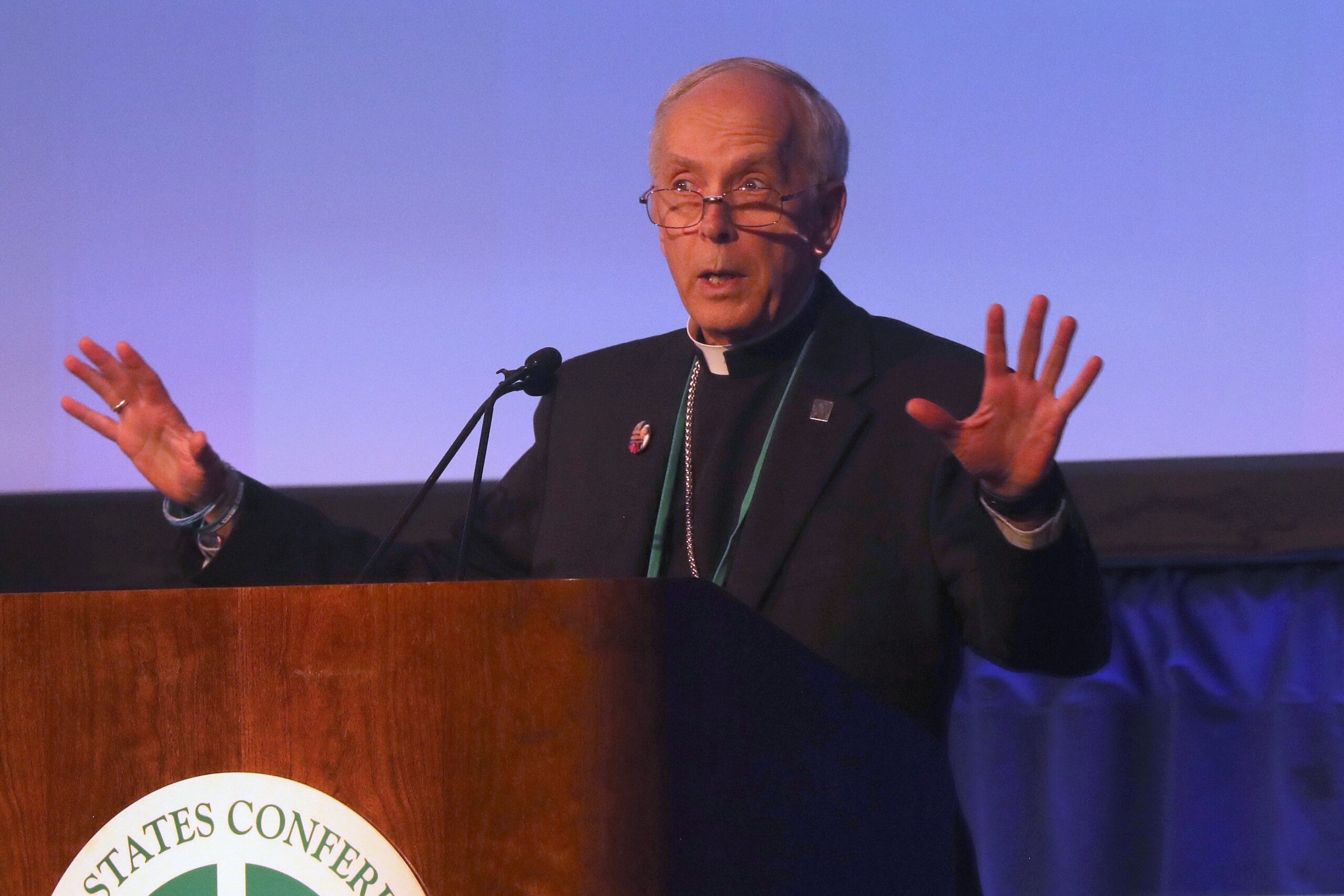Bishop Mark J. Seitz of El Paso, Texas, speaks during a Nov. 11, 2025, session of the fall general assembly of the U.S. Conference of Catholic Bishops in Baltimore. (OSV News photo/Bob Roller)