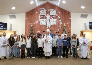 Bishop Joseph Williams and Rev. Michael A. J. de Leon concelebrate Mass at Our Lady of Mount Carmel Church, Saint Simon Stock Parish in Berlin, N.J., Sunday, Jan. 11, 2026.