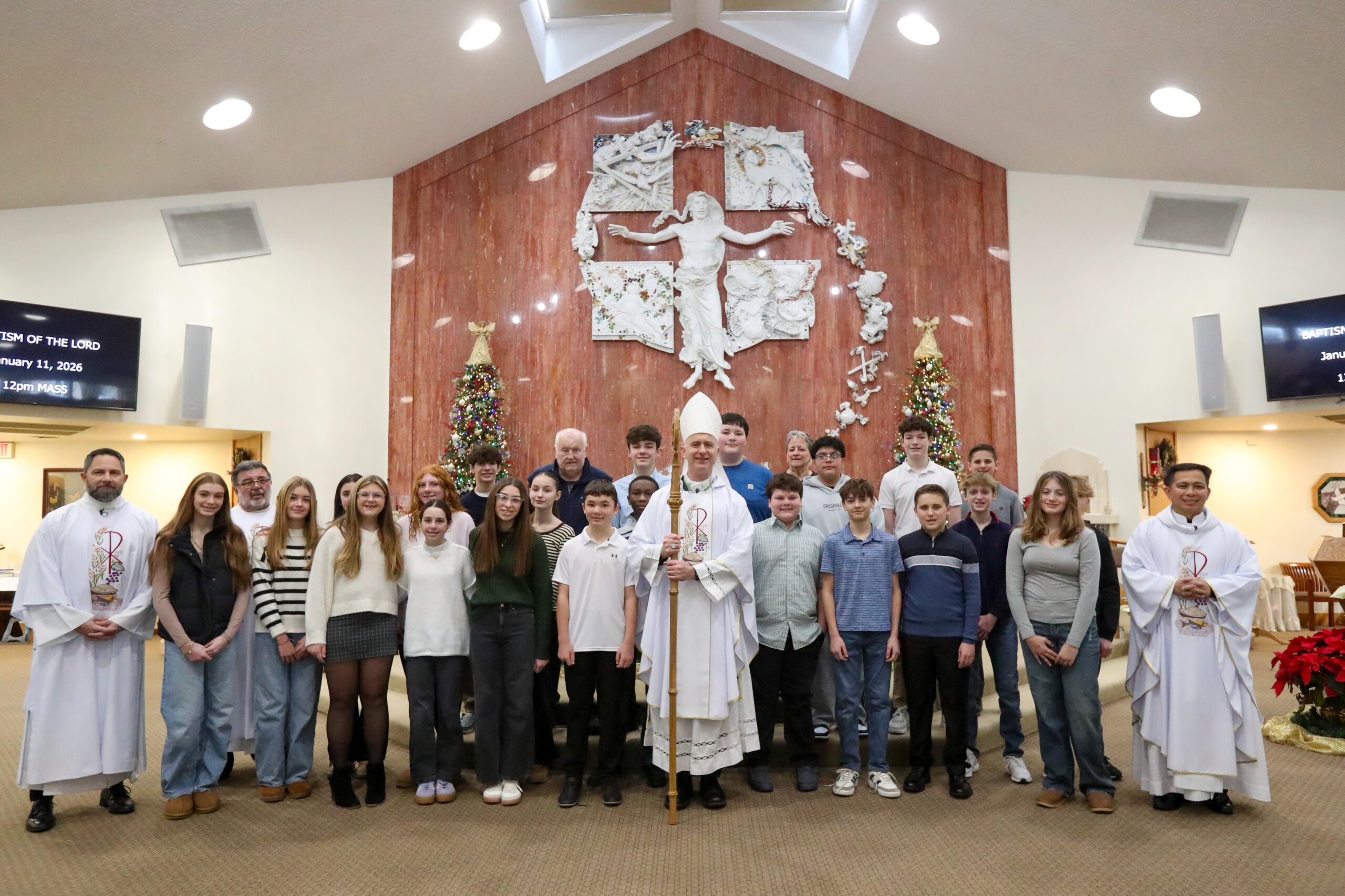 Bishop Joseph Williams and Rev. Michael A. J. de Leon concelebrate Mass at Our Lady of Mount Carmel Church, Saint Simon Stock Parish in Berlin, N.J., Sunday, Jan. 11, 2026.