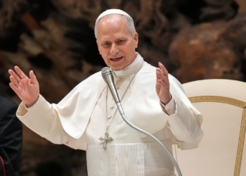 Pope Leo XIV begins his weekly general audience in the Paul VI Audience Hall at the Vatican Jan. 21, 2026. (CNS photo/Lola Gomez)