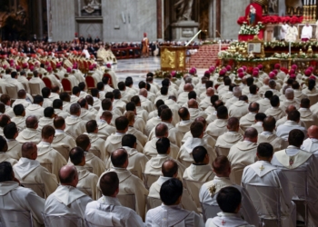 Members of the clergy listen as Pope Leo XIV celebrates Mass on the feast of the Epiphany in St. Peter's Basilica at the Vatican Jan. 6, 2026. (OSV News photo/Yara Nardi, Reuters)