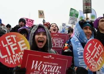 Pro-life demonstrators cheer during the 51st annual March for Life rally in Washington Jan. 19, 2024. (OSV News photo/Leslie E. Kossoff)