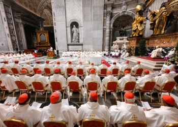 Pope Leo XIV celebrates Mass with the Cardinals gathered for his first Extraordinary Consistory in St. Peter’s Basilica at the Vatican Jan. 8, 2026. (CNS photo/Vatican Media)
