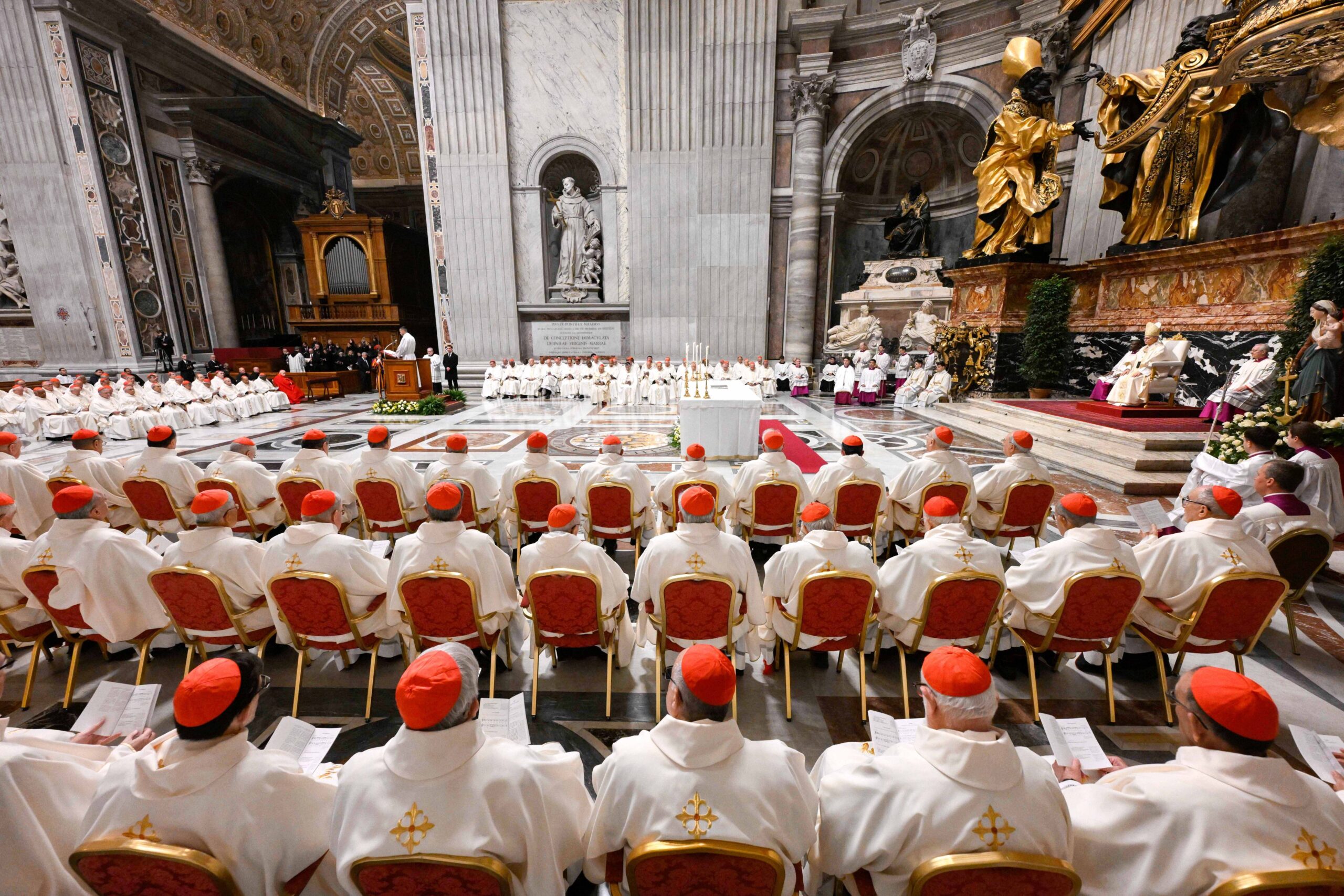Pope Leo XIV celebrates Mass with the Cardinals gathered for his first Extraordinary Consistory in St. Peter’s Basilica at the Vatican Jan. 8, 2026. (CNS photo/Vatican Media)