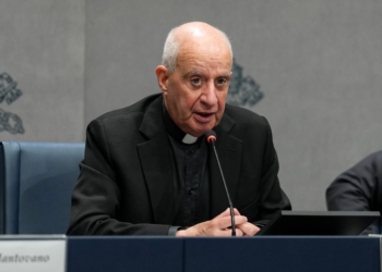 Archbishop Rino Fisichella, pro-prefect of the Dicastery for Evangelization, speaks during a press conference at the Vatican Jan. 5, 2026, presenting a summary of the Holy Year ahead of its official conclusion on Jan. 6. (CNS photo/Lola Gomez)